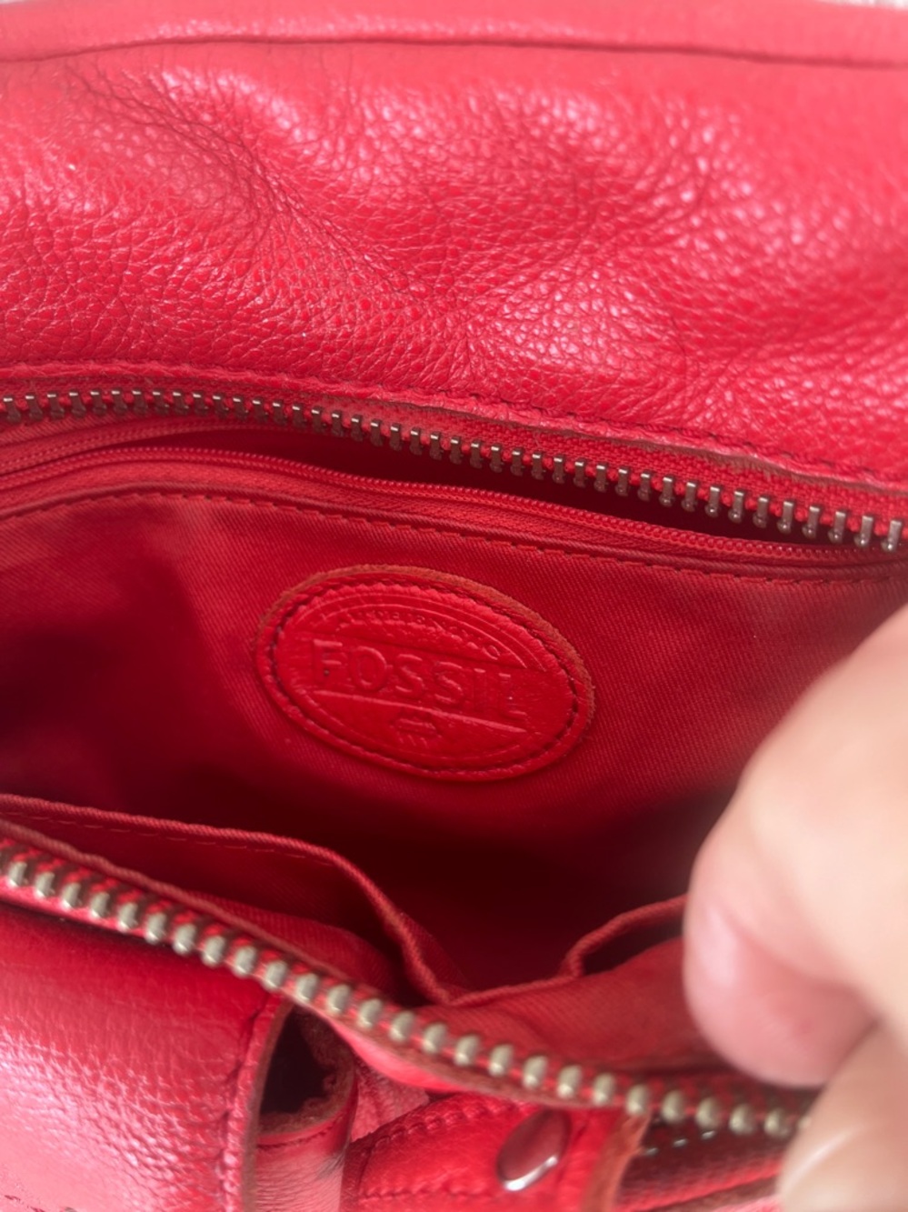 Fossil Red Leather Crossbody Multi-Pocket Bag - Picture 11 of 13